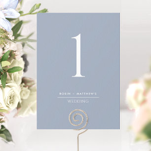 Elegant modern Dusty Blue Wedding Table Number