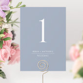 Elegant modern Dusty Blue Wedding Table Number