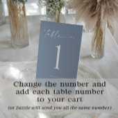 Elegant Modern Dusty Blue Wedding Table Numbers Reclamebord Met Voetstuk