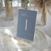 Elegant Modern Dusty Blue Wedding Table Numbers Reclamebord Met Voetstuk
