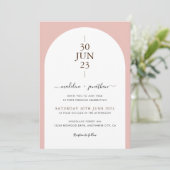 Elegant Modern Dusty Pink Pink Porto Wedding Infor Kaart (Staand voorkant)
