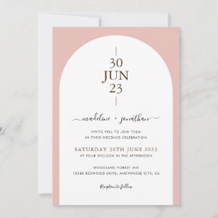 Elegant Modern Dusty Pink Pink Porto Wedding Infor Kaart