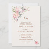 Elegant Modern Dusty Pink Rose Floral All-in-One Kaart (Voorkant)