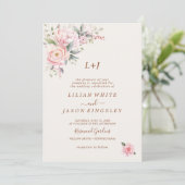 Elegant Modern Dusty Pink Rose Floral All-in-One Kaart (Staand voorkant)