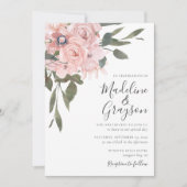 Elegant Modern Dusty Pink Rose Floral Wedding Invi Kaart (Voorkant)