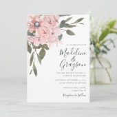 Elegant Modern Dusty Pink Rose Floral Wedding Invi Kaart (Staand voorkant)