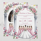 Elegant Modern Dusty Pink Rose Floral Wedding Kaart (Voorkant / Achterkant)