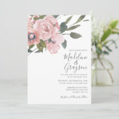 Elegant Modern Dusty Pink Rose Floral Wedding Kaart (Staand voorkant)