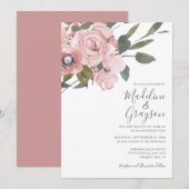 Elegant Modern Dusty Pink Rose Floral Wedding Kaart (Voorkant / Achterkant)