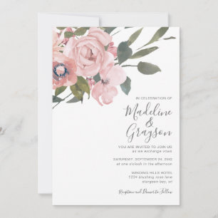 Elegant Modern Dusty Pink Rose Floral Wedding Kaart
