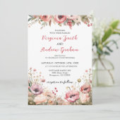 Elegant Modern Dusty Pink Rose Floral Wedding Kaart (Staand voorkant)