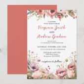 Elegant Modern Dusty Pink Rose Floral Wedding Kaart (Voorkant / Achterkant)