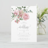 Elegant Modern Dusty Pink Rose Floral Wedding Kaart (Staand voorkant)