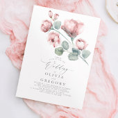 Elegant Modern Dusty Pink Rose Floral Wedding Kaart
