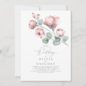 Elegant Modern Dusty Pink Rose Floral Wedding Kaart (Voorkant)