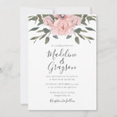 Elegant Modern Dusty Roos Floral Wedding Kaart (Voorkant)
