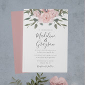 Elegant Modern Dusty Roos Floral Wedding Kaart