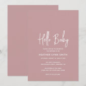 Elegant Modern Dusty Roos Girl Hallo Baby shower Kaart (Voorkant / Achterkant)