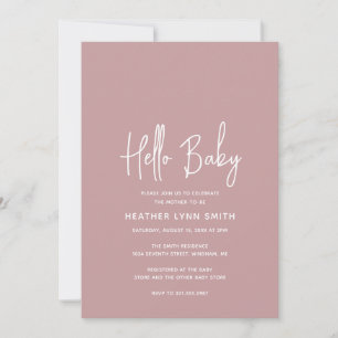 Elegant Modern Dusty Roos Girl Hallo Baby shower Kaart