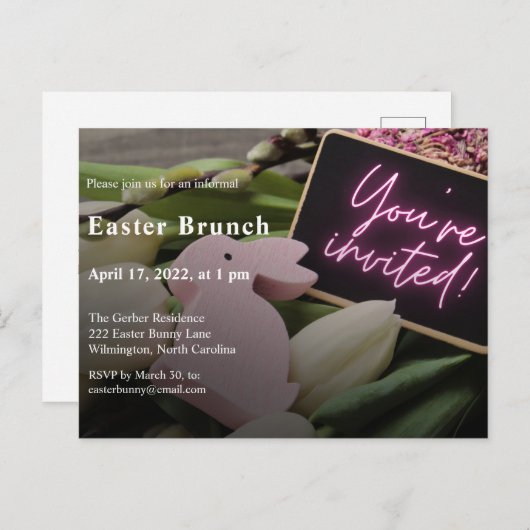 Elegant Modern Easter Brunch Uitnodiging (Voorkant / Achterkant)