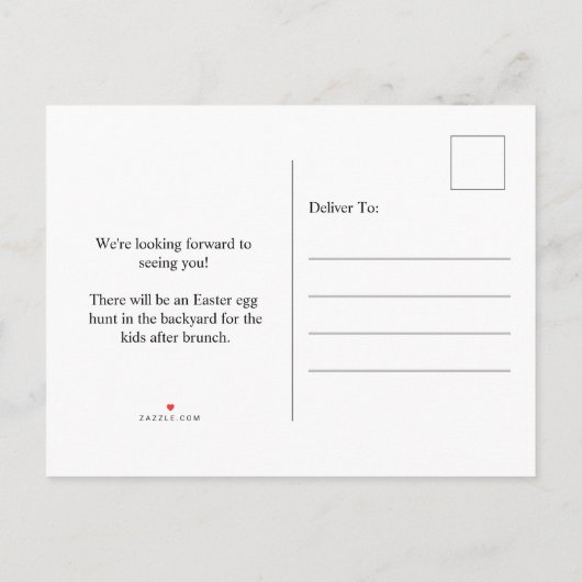 Elegant Modern Easter Brunch Uitnodiging Briefkaart (Achterkant)