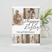elegant Modern Easter, familie vier fotocollage Feestdagenkaart (Staand voorkant)