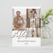 elegant Modern Easter, familie vier fotocollage Feestdagenkaart (Staand voorkant)