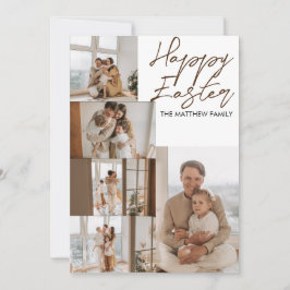 elegant Modern Easter, familie vijf fotocollage Feestdagenkaart