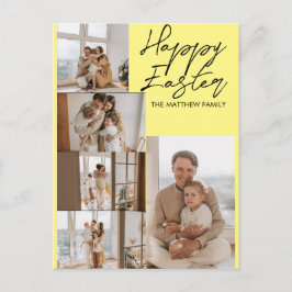 elegant Modern Easter, familie vijf fotocollage Feestdagenkaart