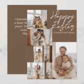 elegant Modern Easter, familie vijf fotocollage Feestdagenkaart (Voorkant / Achterkant)