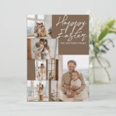 elegant Modern Easter, familie vijf fotocollage Feestdagenkaart (Staand voorkant)