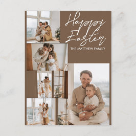 elegant Modern Easter, familie vijf fotocollage Feestdagenkaart