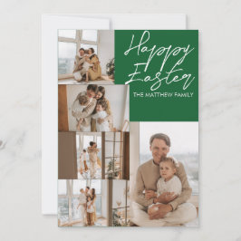 elegant Modern Easter, familie vijf fotocollage Feestdagenkaart