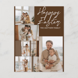 elegant Modern Easter, familie vijf fotocollage Feestdagenkaart
