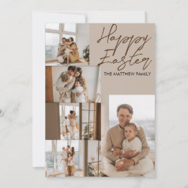 elegant Modern Easter, familie vijf fotocollage Feestdagenkaart