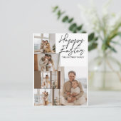 elegant Modern Easter, familie vijf fotocollage Feestdagenkaart (Staand voorkant)