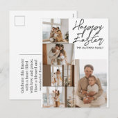 elegant Modern Easter, familie vijf fotocollage Feestdagenkaart (Voorkant / Achterkant)