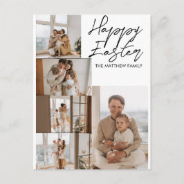 elegant Modern Easter, familie vijf fotocollage Feestdagenkaart