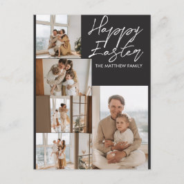elegant Modern Easter, familie vijf fotocollage Feestdagenkaart
