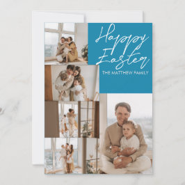 elegant Modern Easter, familie vijf fotocollage Feestdagenkaart