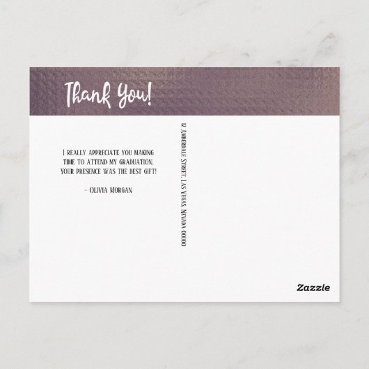 Elegant modern eenvoudig Afstuderen Dank u wel Briefkaart (Achterkant)