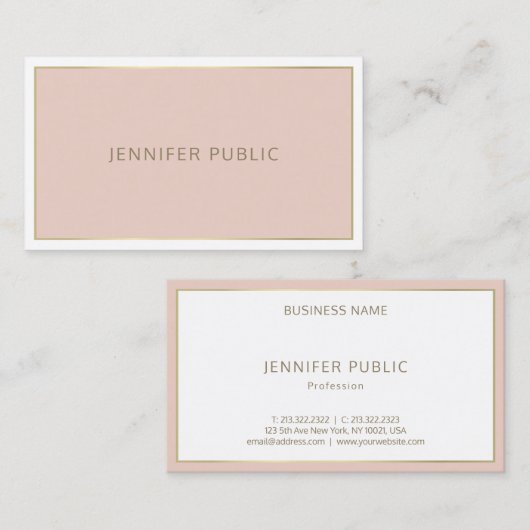 Elegant modern, eenvoudig artistiek roze Lijst Visitekaartje (Voorkant / Achterkant)