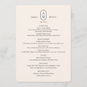Elegant modern eenvoudig beige, boog initialen bru menu (Voorkant)