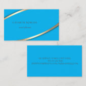 Elegant modern, eenvoudig blauw, gouden streep visitekaartje (Voorkant / Achterkant)