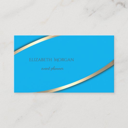 Elegant modern, eenvoudig blauw, gouden streep visitekaartje (Voorkant)