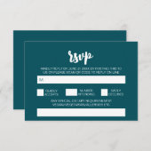 Elegant Modern Eenvoudig Blauwgroen Huwelijk QR Co Informatiekaartje (Voorkant / Achterkant)