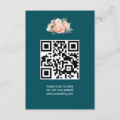 Elegant Modern Eenvoudig Blauwgroen Huwelijk QR Co Informatiekaartje (Achterkant)