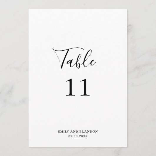 Elegant modern Eenvoudig bruiloft Tafelnummer (Achterkant)