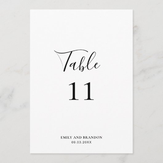Elegant modern Eenvoudig bruiloft Tafelnummer (Voorkant)