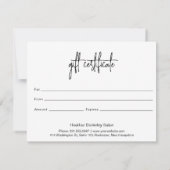 Elegant modern Eenvoudig Business Cadeaucertificaa (Achterkant)